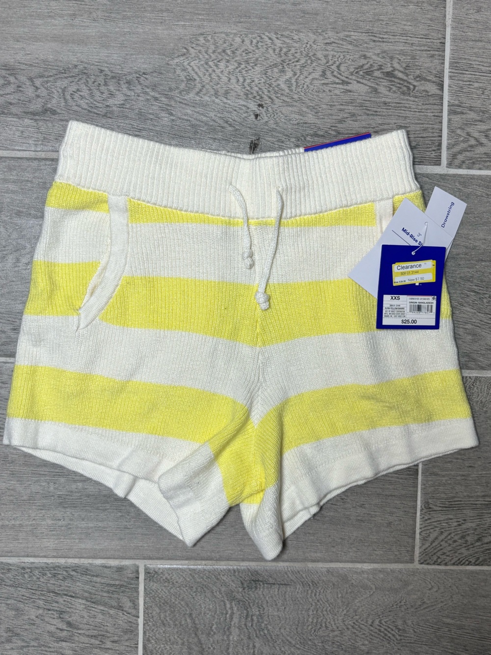 JoyLab Yellow and White Striped Knit Lounge Shorts